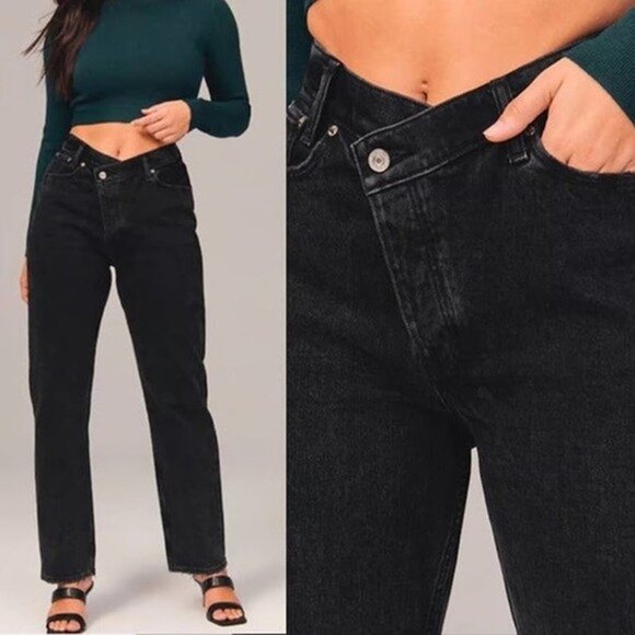 nwt ABERCROMBIE & FITCH 'The Dad' High-Rise Jean with Criss-Cross Waistband W30 - Picture 1 of 11